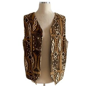 Vintage Tribal Print Textured Tapestry Vest